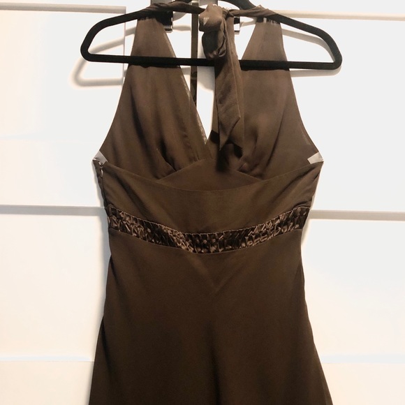 BCBGMaxAzria brown chiffon dress sz 8 💃🏽 - Picture 2 of 7